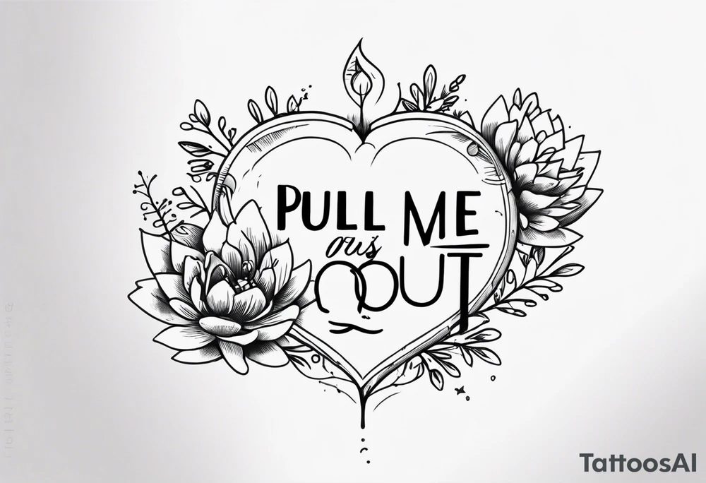 A simple quote tattoo saying “pull me out of this” tattoo idea