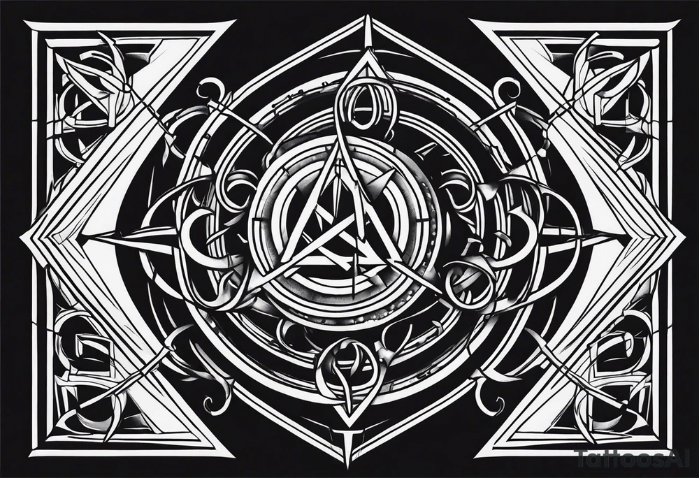 Geometric satanic symbols tattoo idea