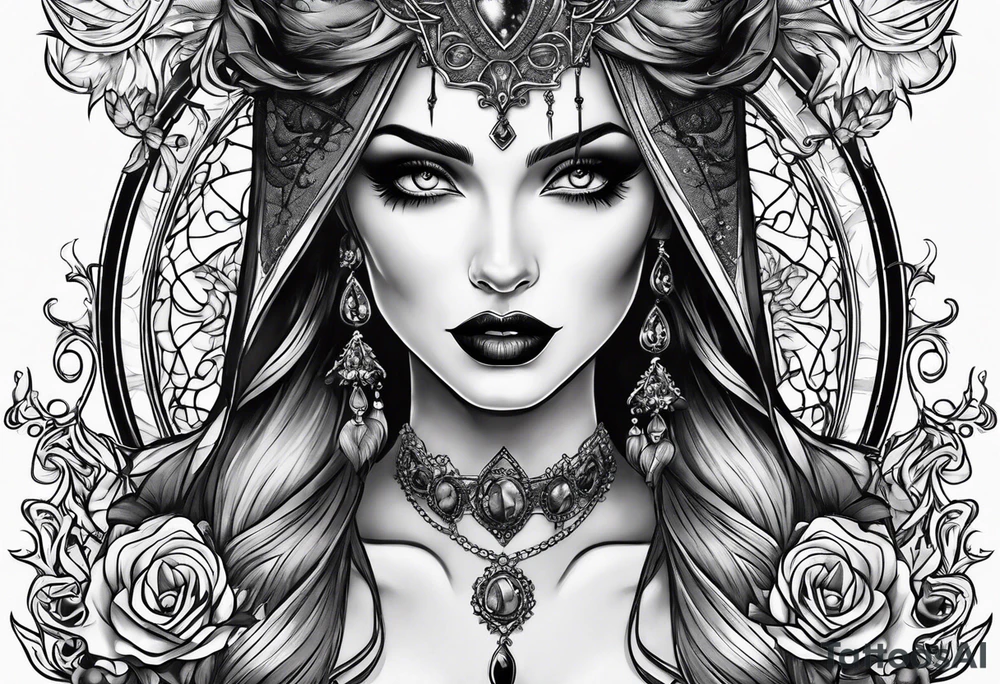 Gothic vampire lady tattoo idea