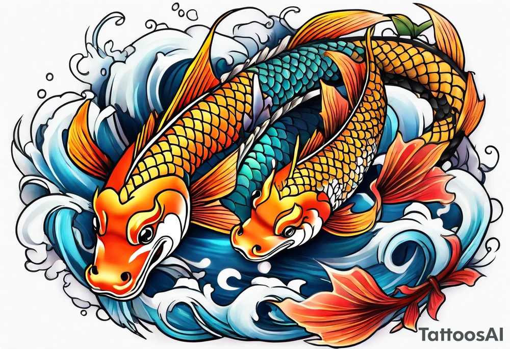 koi fish and dragon tattoo idea