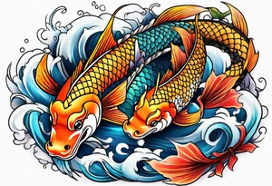 koi fish and dragon tattoo idea