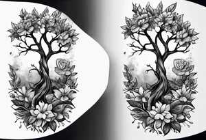 flowers tree tattoo idea