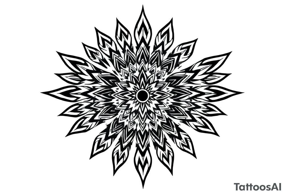 big spiritual feather indian mandala shaman tattoo idea