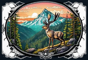 jackelope  mountain forest tattoo idea