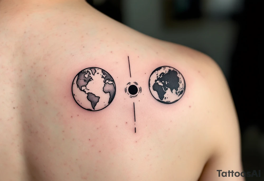2 different worlds on both sides of a black hole tattoo idea