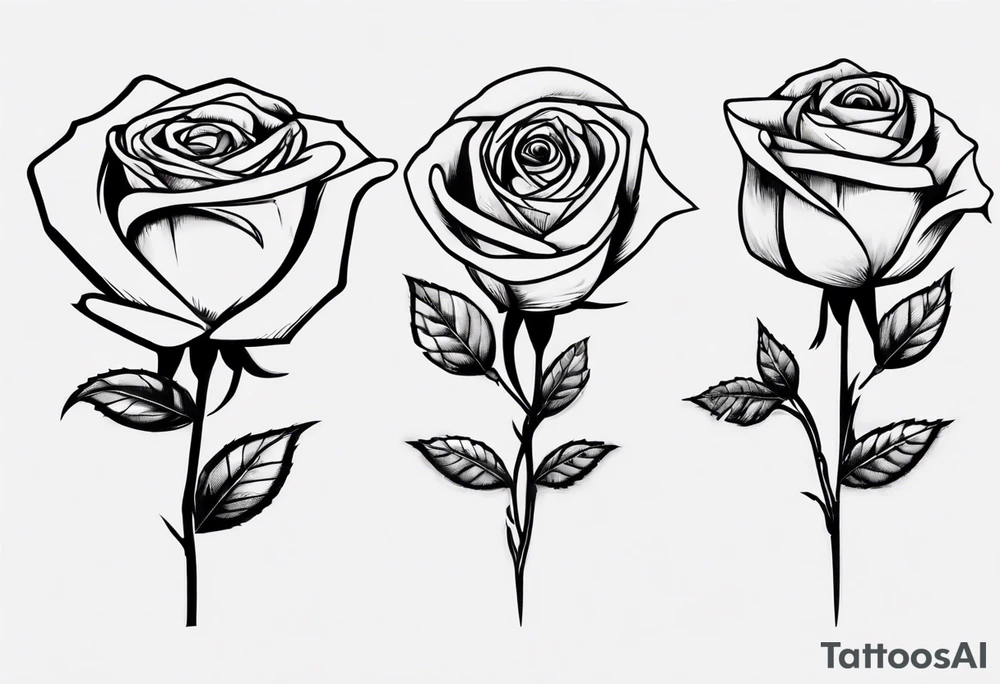 Single Rose with stem tattoo idea