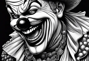 A clown biting a bullet tattoo idea