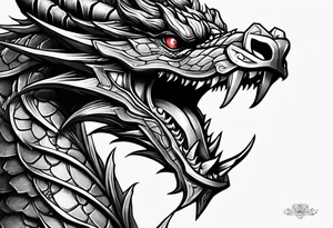 Dragon without wing is wrapped around a sword tattoo idea