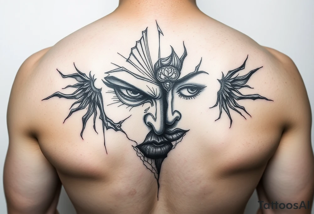 pencil sketch of dark and light emotion tattoo idea