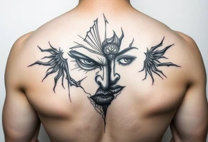 pencil sketch of dark and light emotion tattoo idea