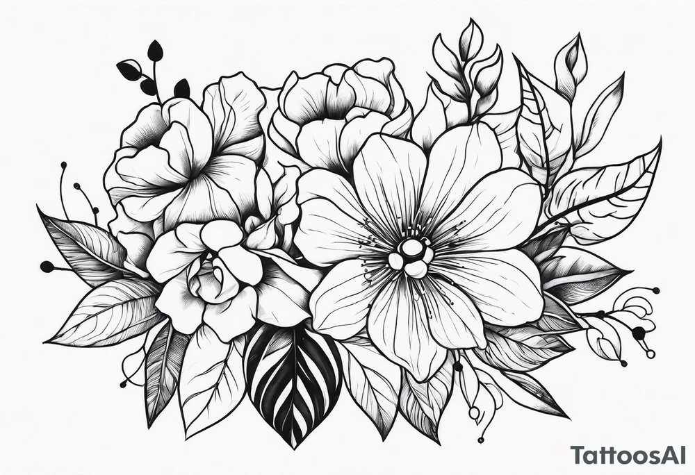 Beautiful flowers and jewelry tattoo idea