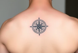 Roman stoic theme with sun dial compass tattoo idea