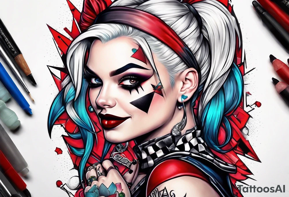 Pinup Harley Quinn tattoo idea