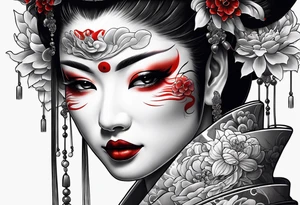 geisha pulling off hannya mask tattoo idea