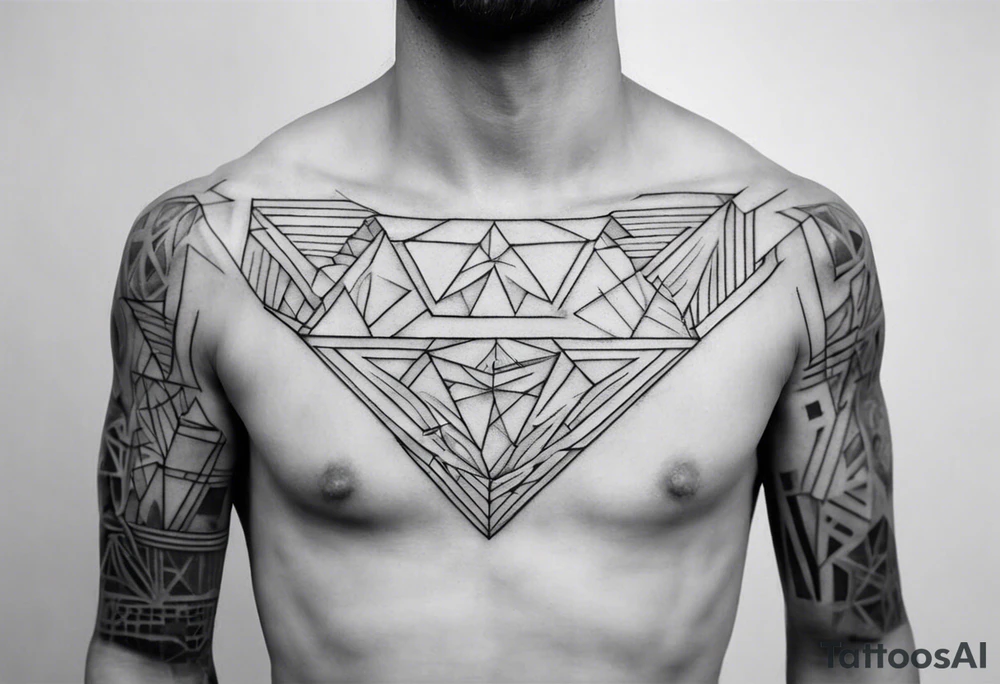 Geometric tattoo on full chest tattoo idea