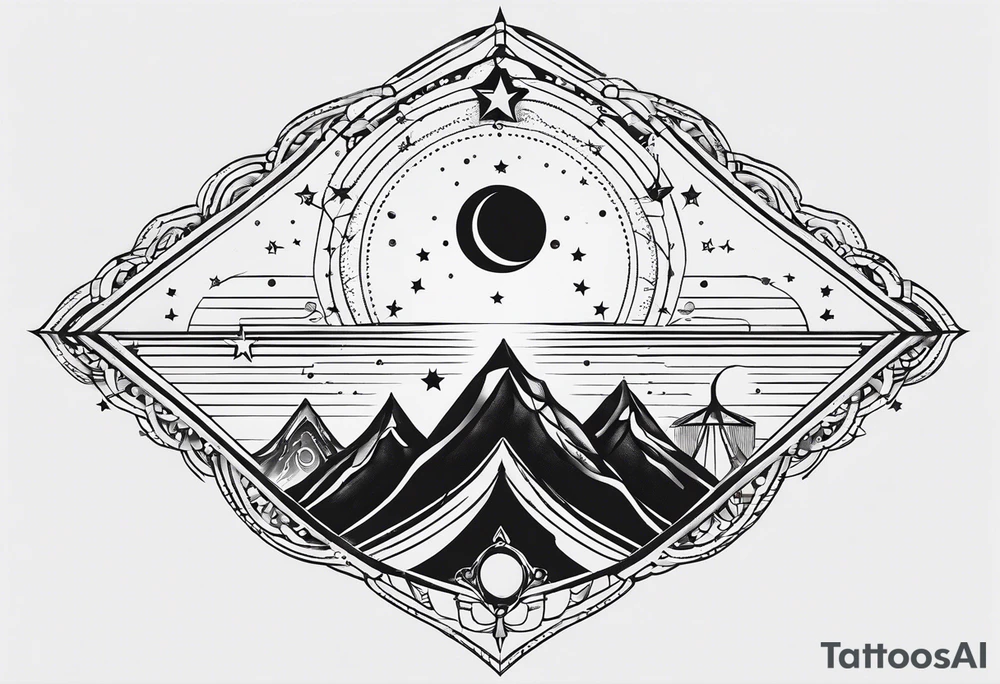 Minimalist tattoo for back and neck with straight line going up beck depicting saying “keep your feet in the ground and your eyes on the stars” tattoo idea