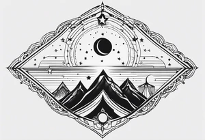 Minimalist tattoo for back and neck with straight line going up beck depicting saying “keep your feet in the ground and your eyes on the stars” tattoo idea