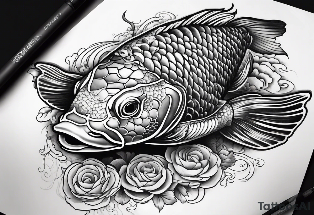 Koi fish with a turtle head tattoo idea