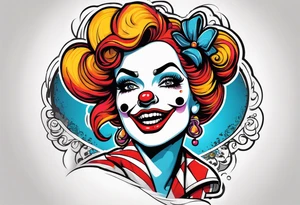 pin up style clown woman tattoo idea