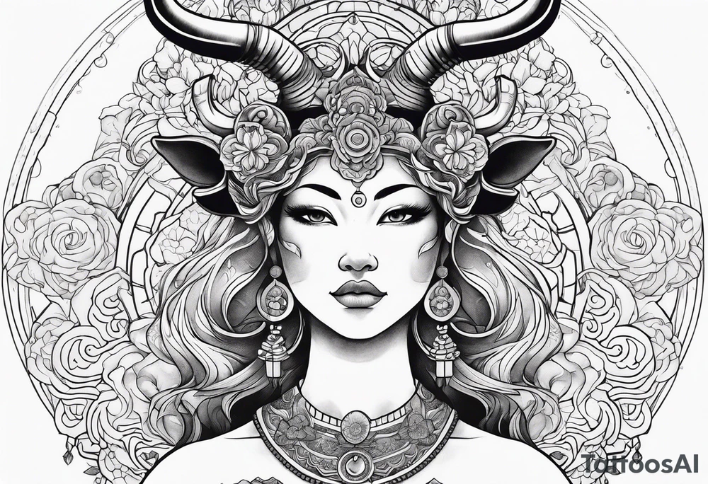 Beautiful taurus goddess tattoo idea