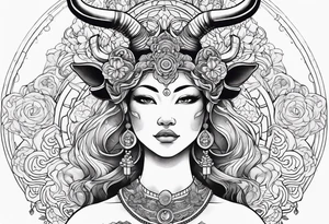 Beautiful taurus goddess tattoo idea