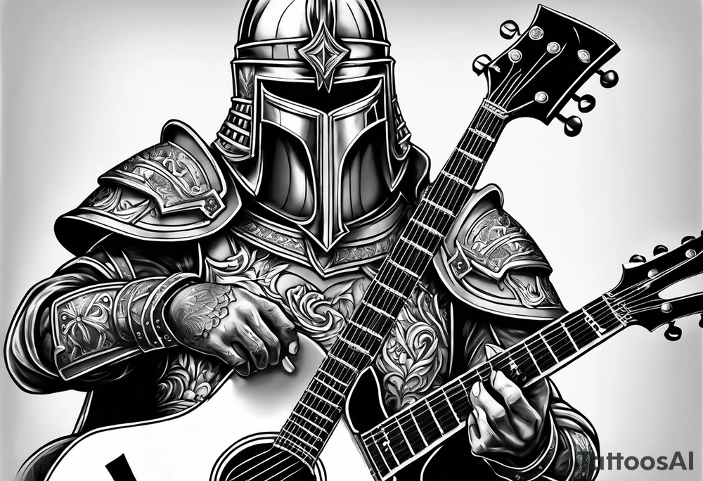 Armor of God knight with guitar tattoo idea