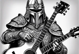 Armor of God knight with guitar tattoo idea
