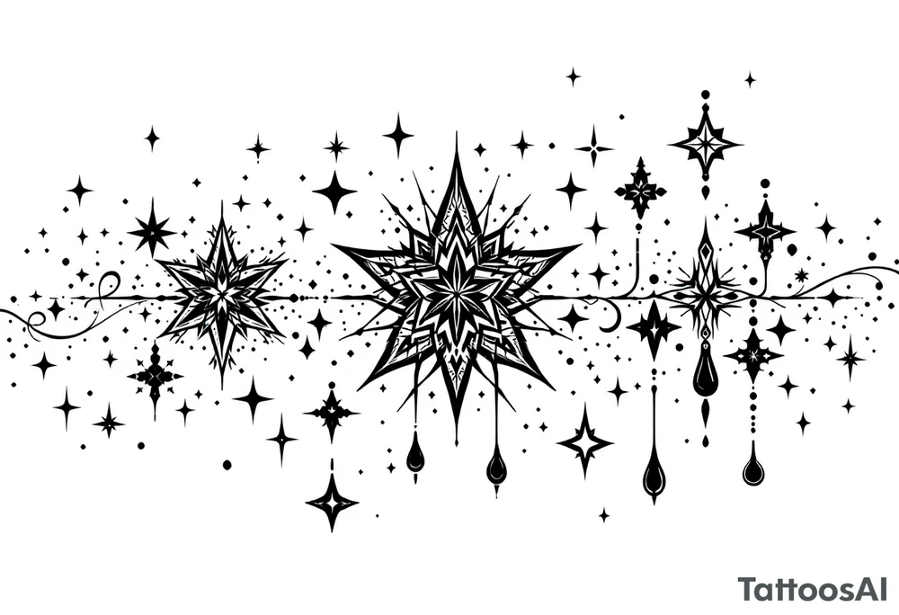 Small stars and tears background tattoo idea