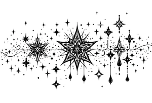 Small stars and tears background tattoo idea