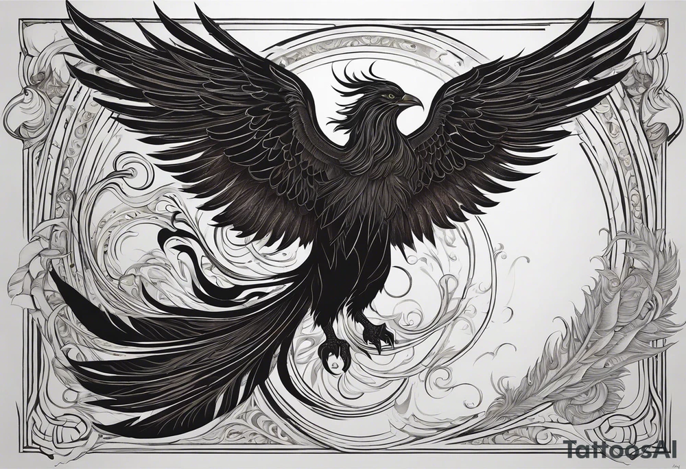 Style: Primarily realistic with subtle abstract elements for flow and connection.
Phoenix on the Shoulder: A realistic phoenix rising from flames, symbolizing resilience and rebirth. The feathers are intricately detailed, with flames or smoke wrapping around the upper arm, flowing downward to connect with other elements in the sleeve.

Witches: Realistic yet mystical representations of witches, either as dark silhouettes or subtle figures within shadows. They’re spaced throughout the design, adding a sense of wisdom and mystery to the piece.

Angel Flying into Space: An angel starting mid-arm and ascending upwards, transitioning into stars, cosmic dust, or nebulae as it approaches the phoenix on the shoulder. This symbolizes transcendence and limitless inspiration, with stars and abstract cosmic details surrounding the angel.

Family (Close and Distant): Realistic figures representing family members, positioned in a gradient along the forearm. Some are highly detailed and close, while others fade into the background, symbolizing closeness and distance within the family dynamic.

Overall Composition: The elements are interconnected with flowing lines, smoke, and cosmic themes, creating a unified sleeve that tells a personal story of life, music, and inspiration. tattoo idea