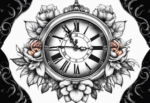 Rainbow baby, flowers, clock tattoo idea