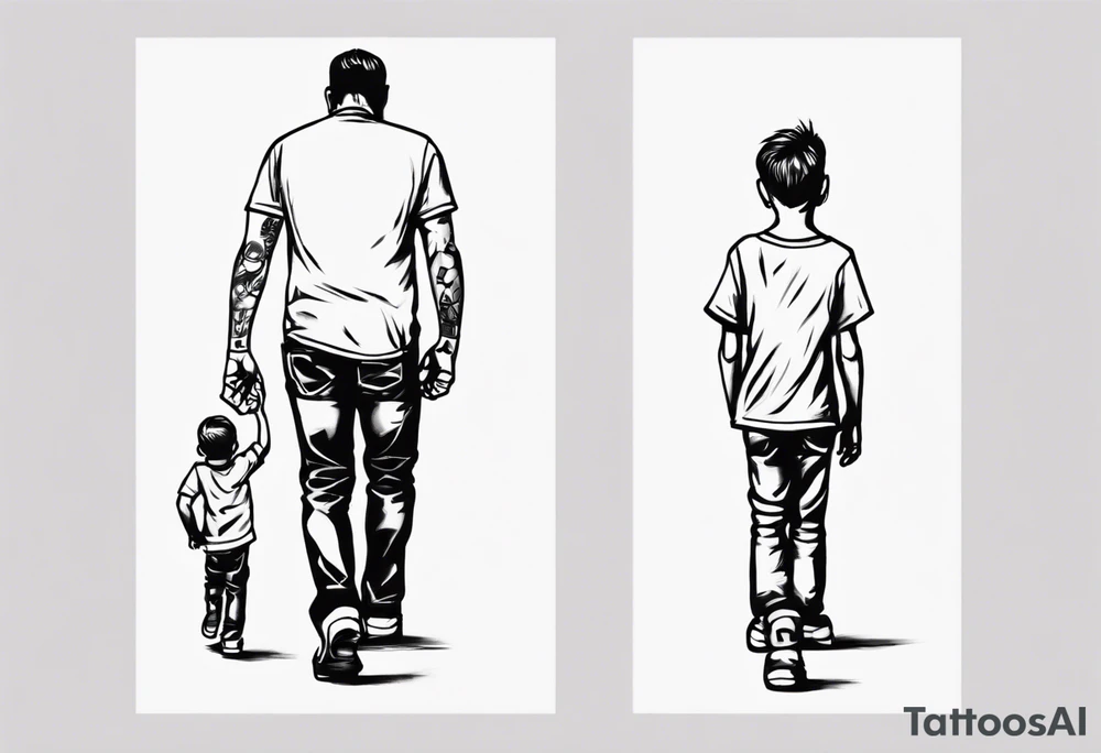 dad and son walks away tattoo idea
