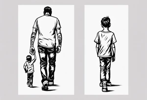 dad and son walks away tattoo idea