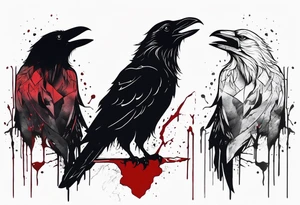 a black raven and a wolf dripped in blood tattoo idea