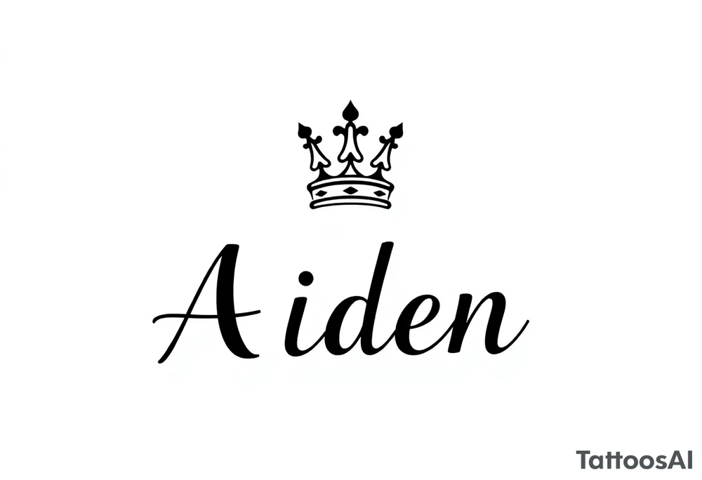 The name Aiden with a kings crown above the name tattoo idea