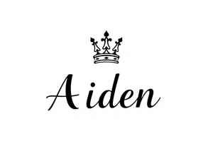 The name Aiden with a kings crown above the name tattoo idea