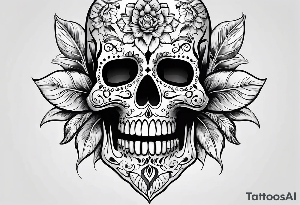 Day of dead skull with no flowers tattoo idea