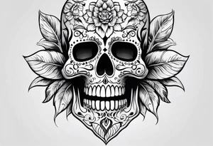 Day of dead skull with no flowers tattoo idea