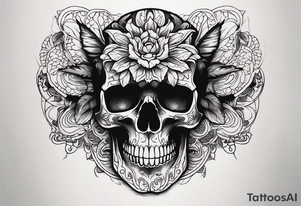 Creepy skull tattoo idea