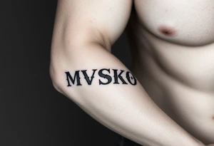 The word “MVSKOKE” shaded with Native American print tattoo idea