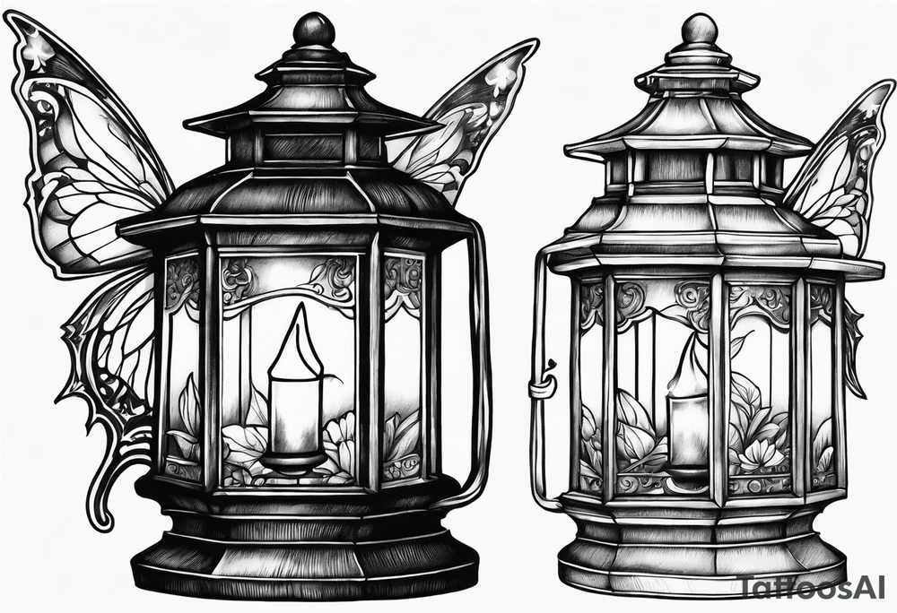 A fairy inside of a lantern tattoo idea