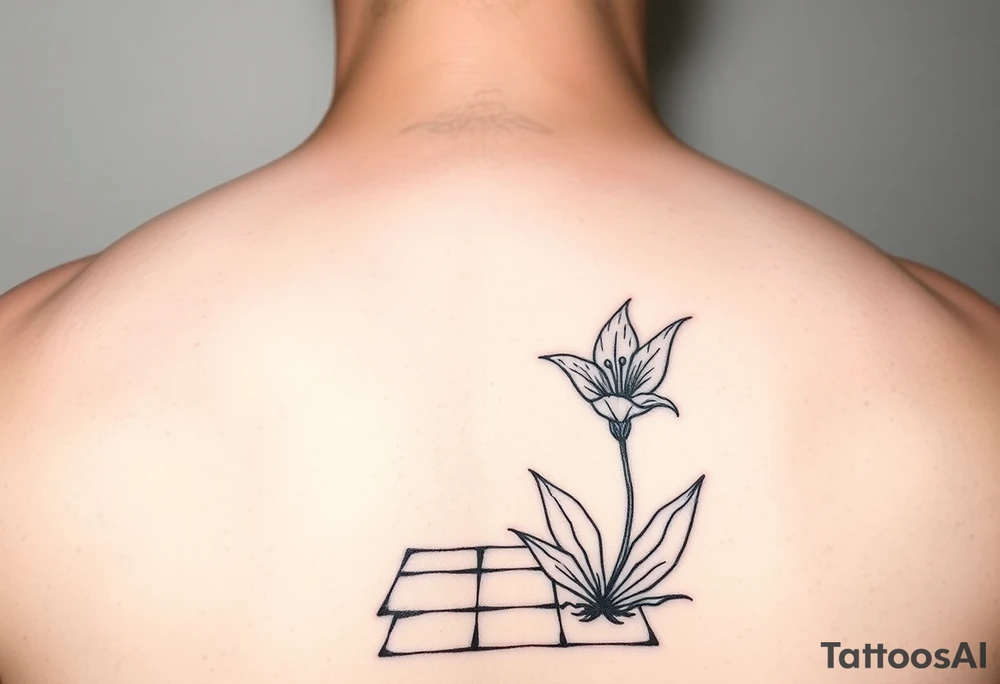 bathroom with lily coming up out of tile floor tattoo idea