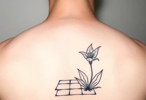 bathroom with lily coming up out of tile floor tattoo idea