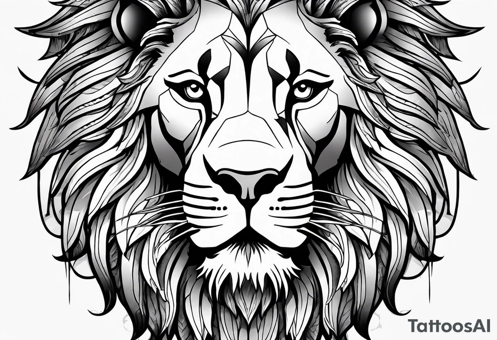 Lion with burned wings and an ouroboros sign tattoo idea