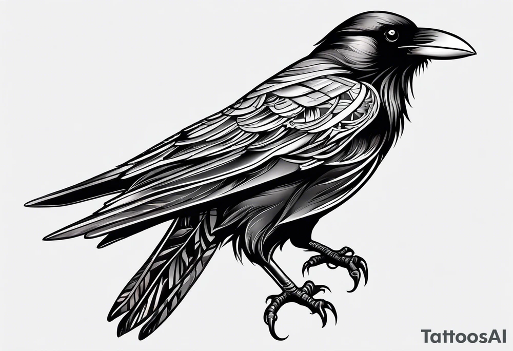 simple crow tattoo line artwork tattoo idea