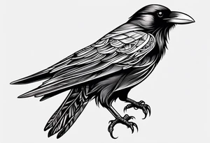 simple crow tattoo line artwork tattoo idea