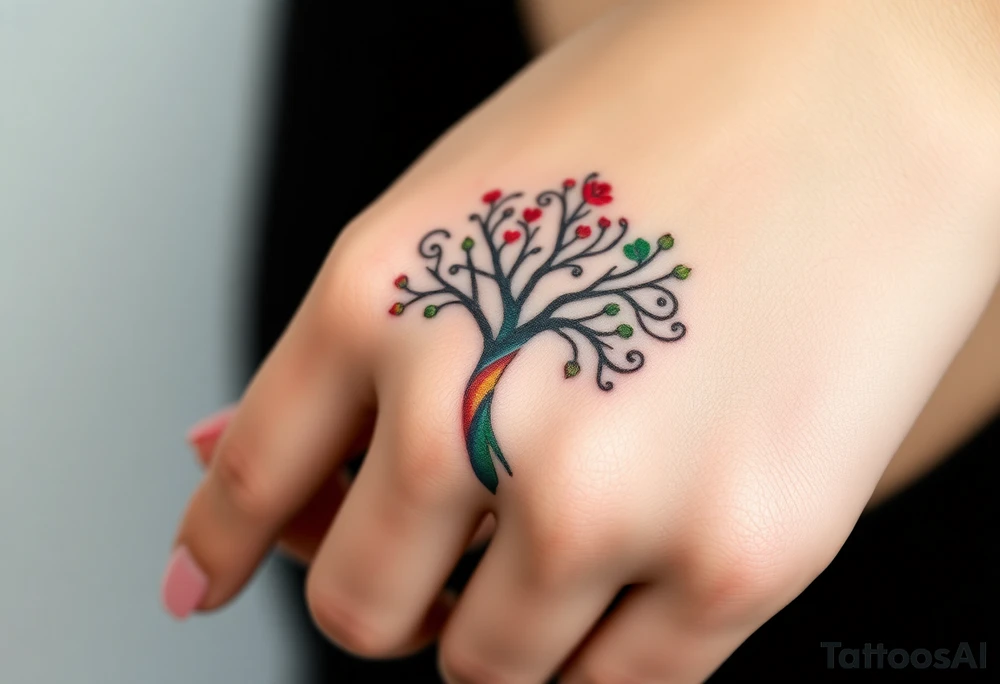 Jamaican colours and Irish colours tree of life tattoo idea