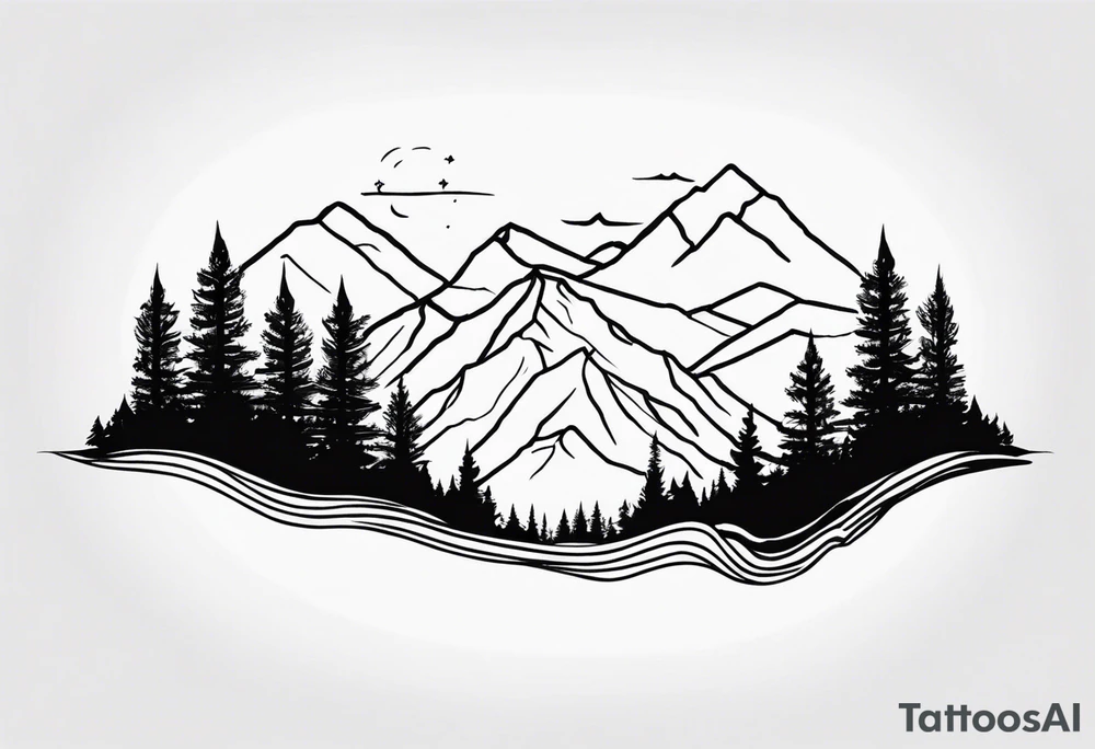 mountains trees family three tattoo idea