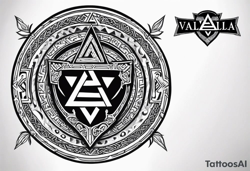 Valhalla shield sword valknut tattoo idea