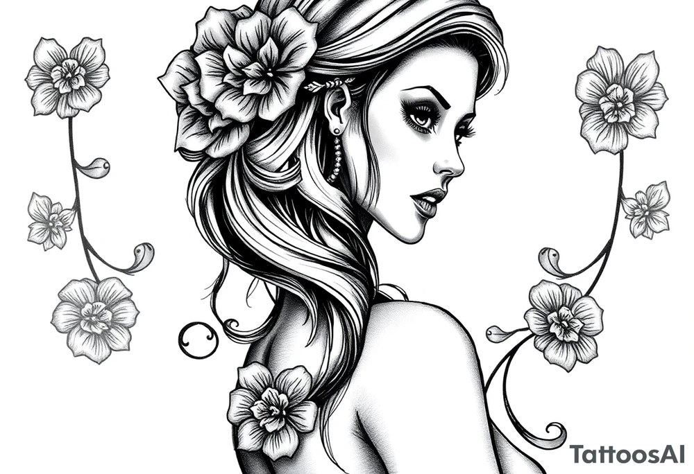Naked Zombie pinup girl tattoo idea
